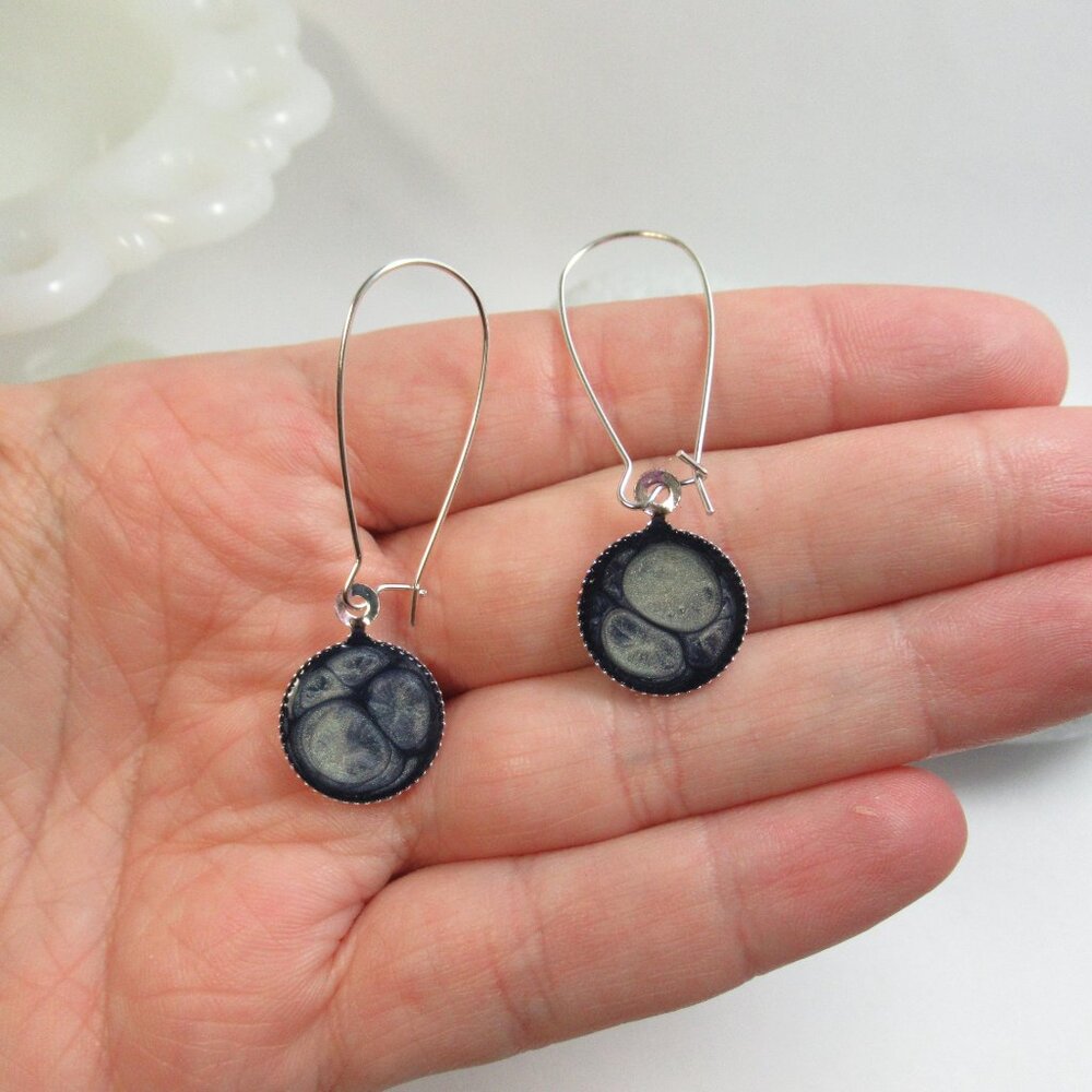Dark Blue Pebeo kidney wire earrings